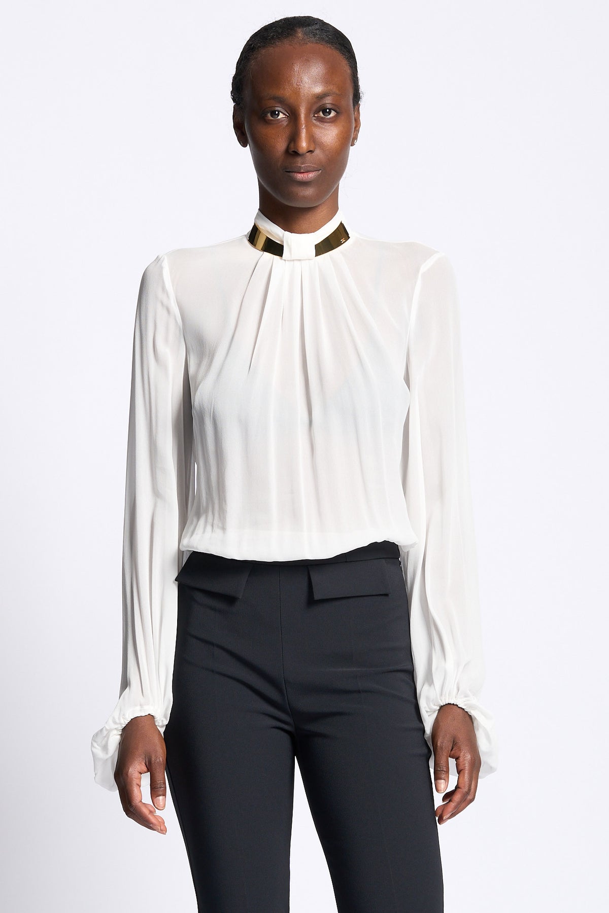 Elisabetta franchi Camicia Collo Gioiello Avorio Donna-1