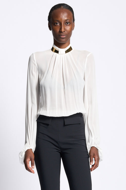 Elisabetta franchi Camicia Collo Gioiello Avorio Donna