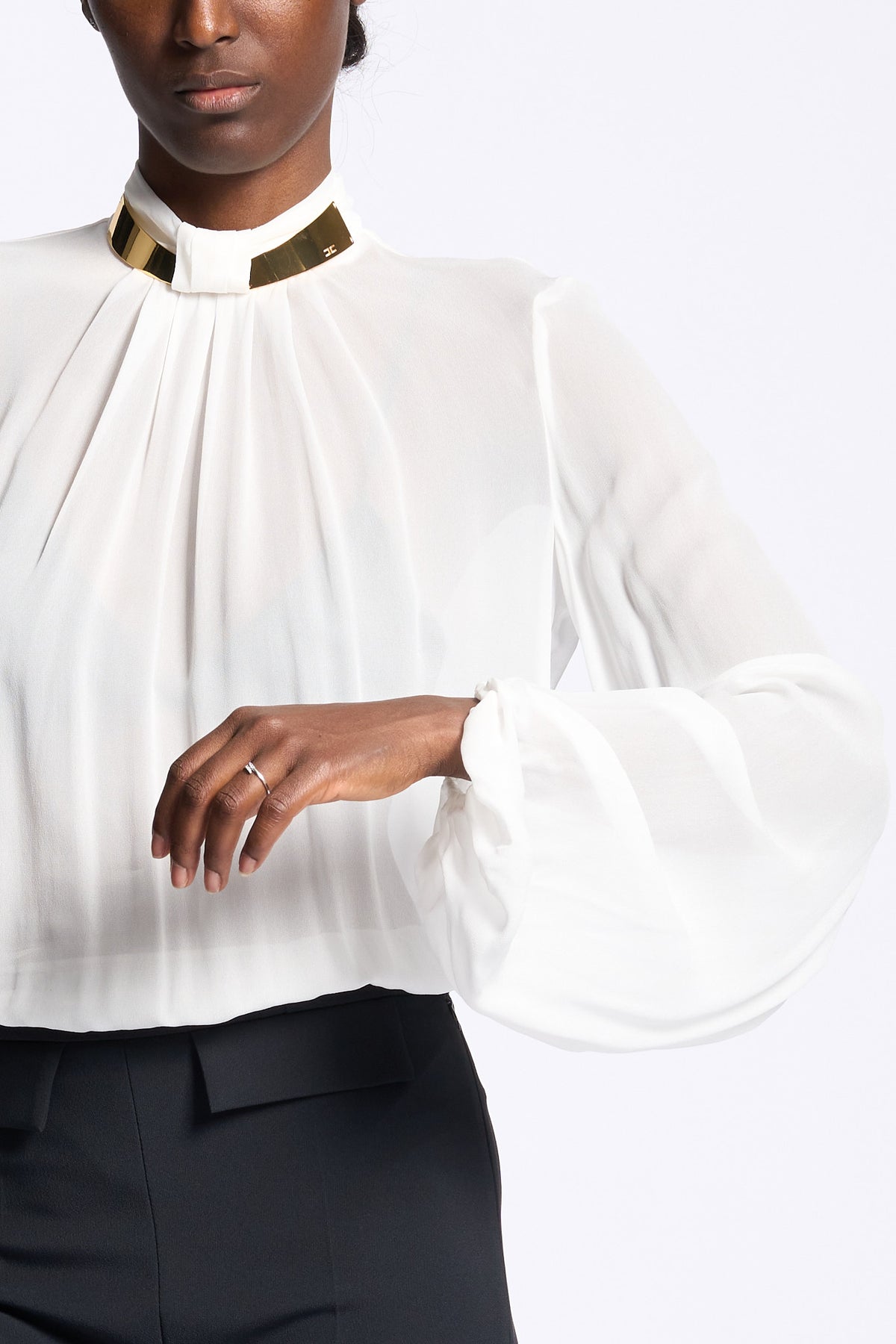Elisabetta franchi Camicia Collo Gioiello Avorio Donna-2