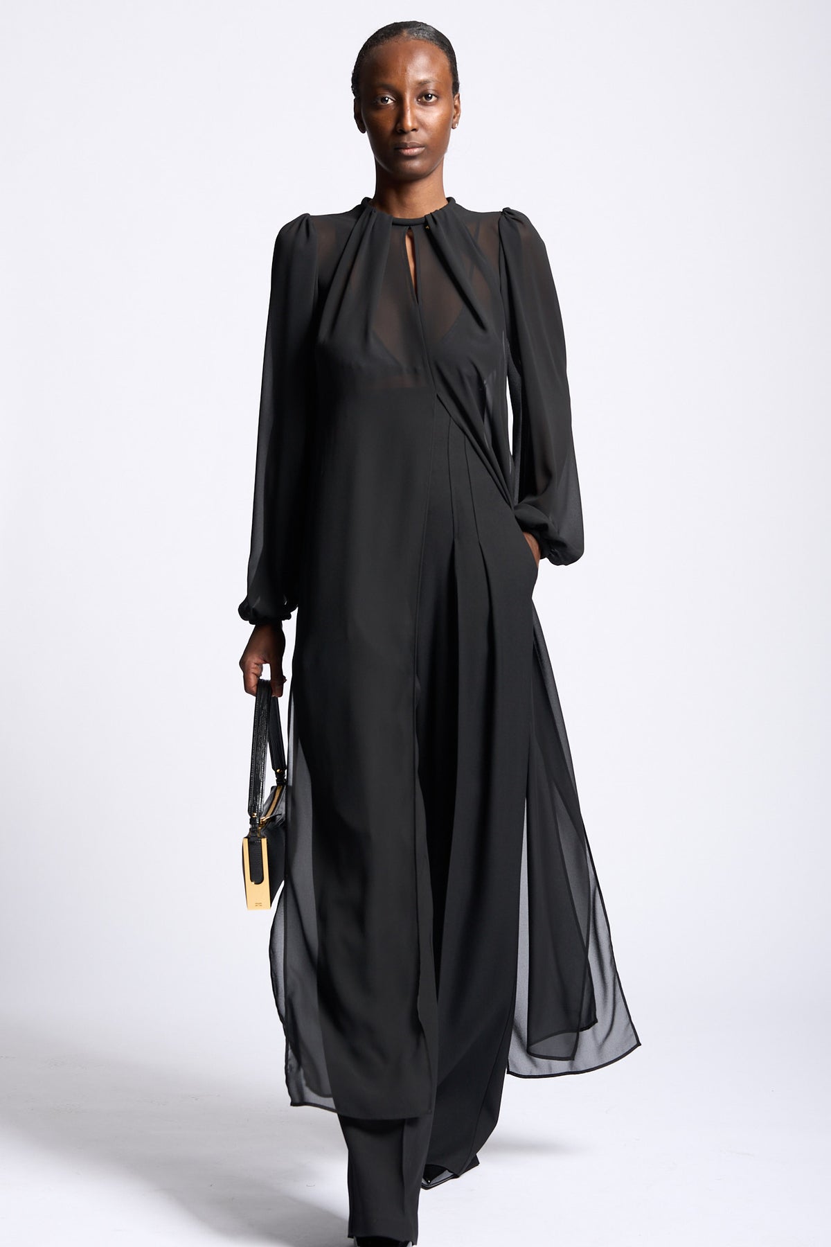 Elisabetta franchi Camicia Lunga Tulle Nero Donna-4