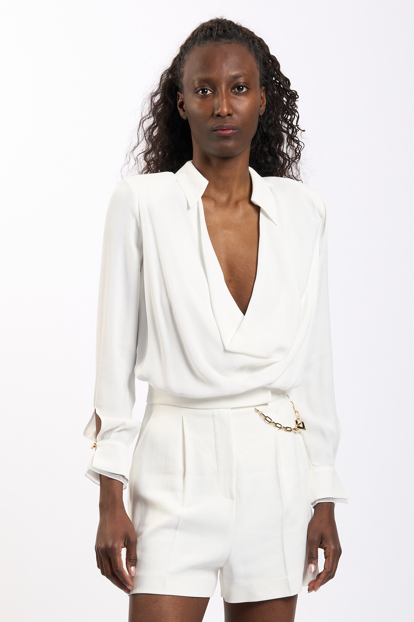 Elisabetta franchi Camicia Scollo Morbido Avorio Donna-1