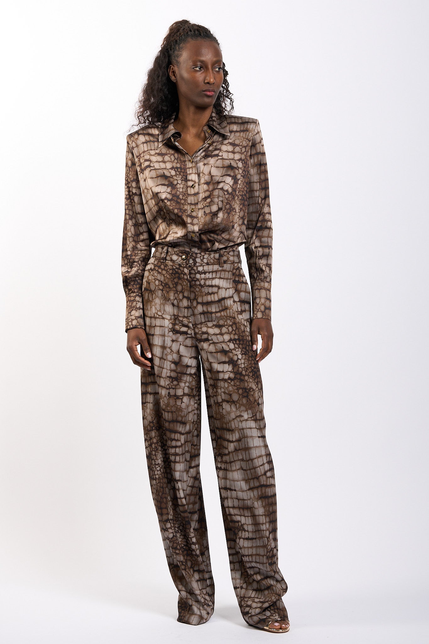 Elisabetta franchi Camicia Stampa Alligatore Cacao Donna-3