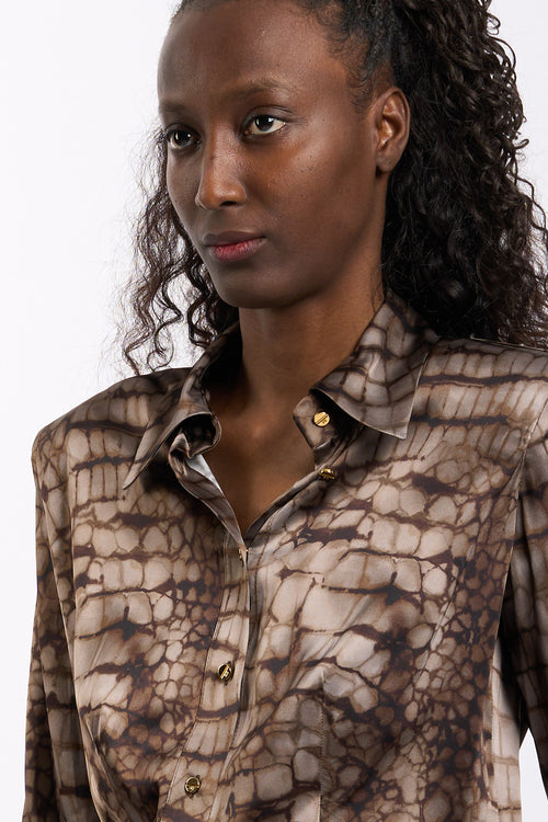 Elisabetta franchi Camicia Stampa Alligatore Cacao Donna-2