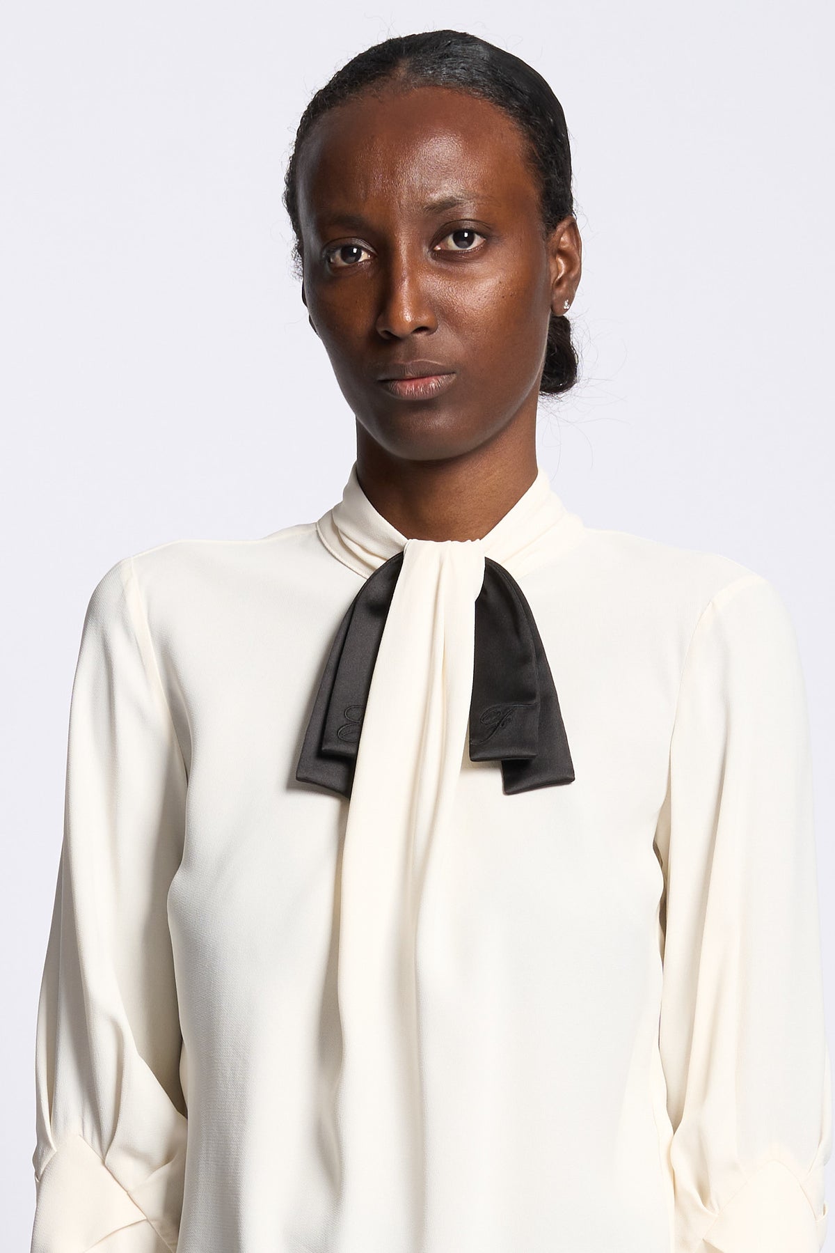 Elisabetta franchi Camicia con Fiocco Burro Donna-4