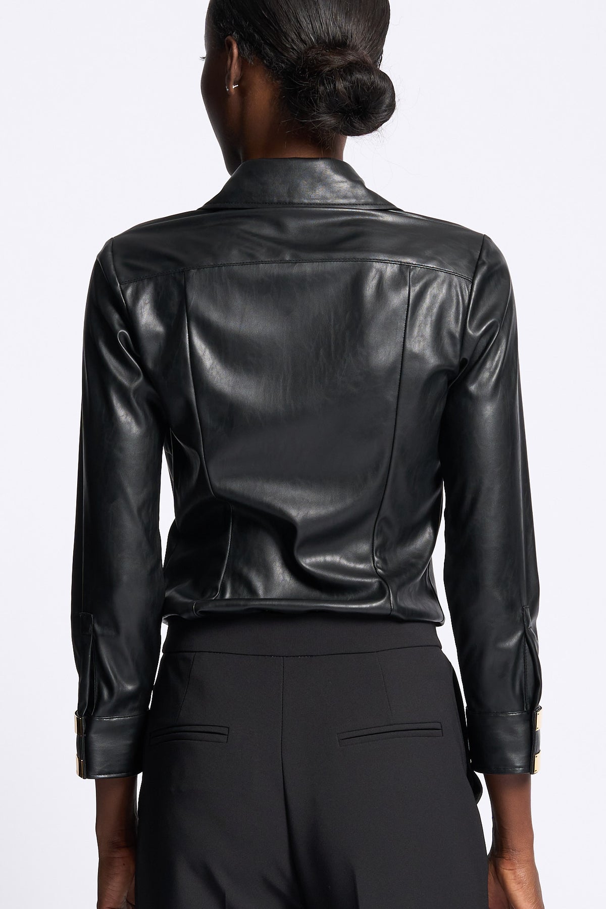 Elisabetta franchi Camicia in Ecopelle Nero Donna-4