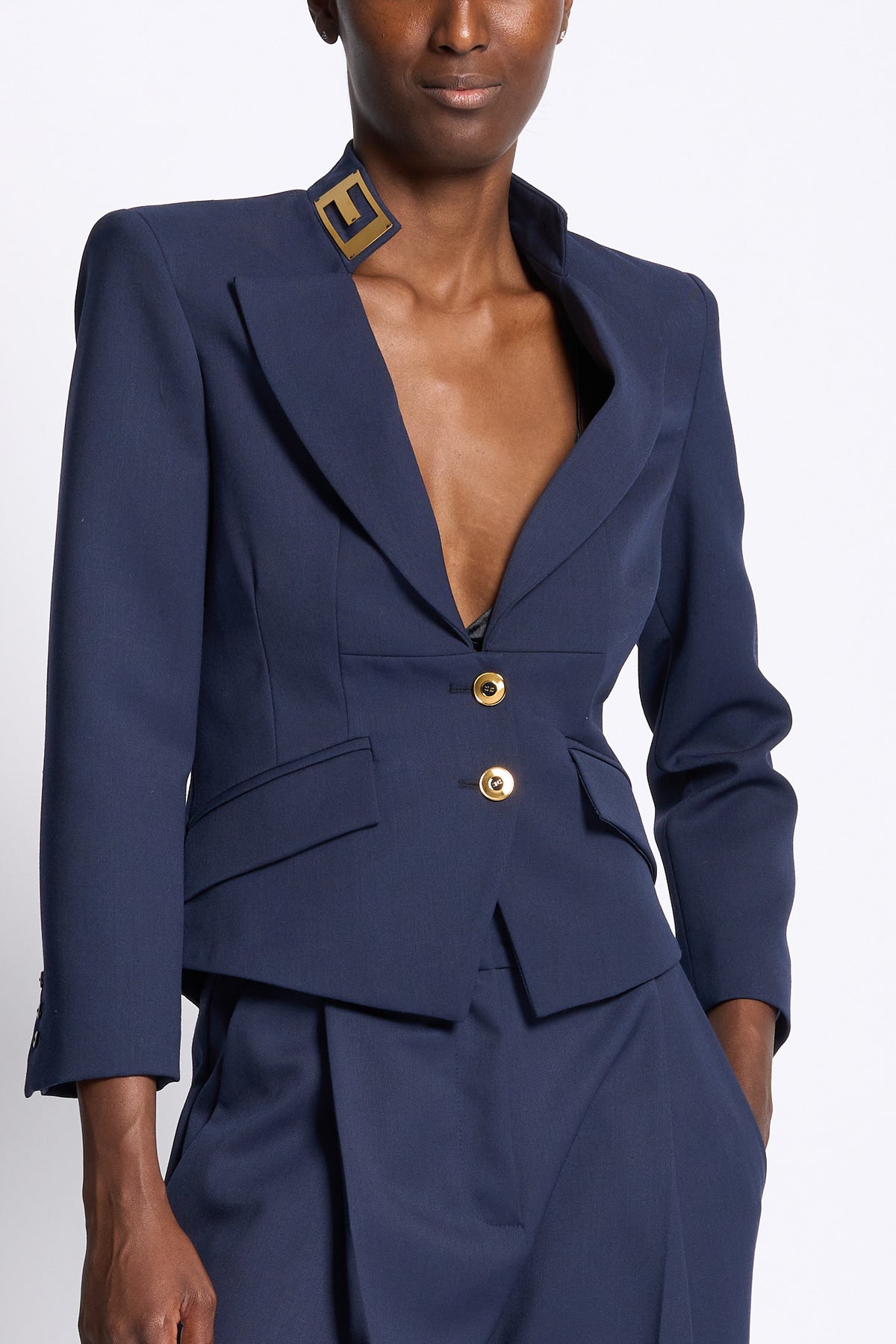 Elisabetta franchi Giacca Collo Gioiello Blu Donna-6