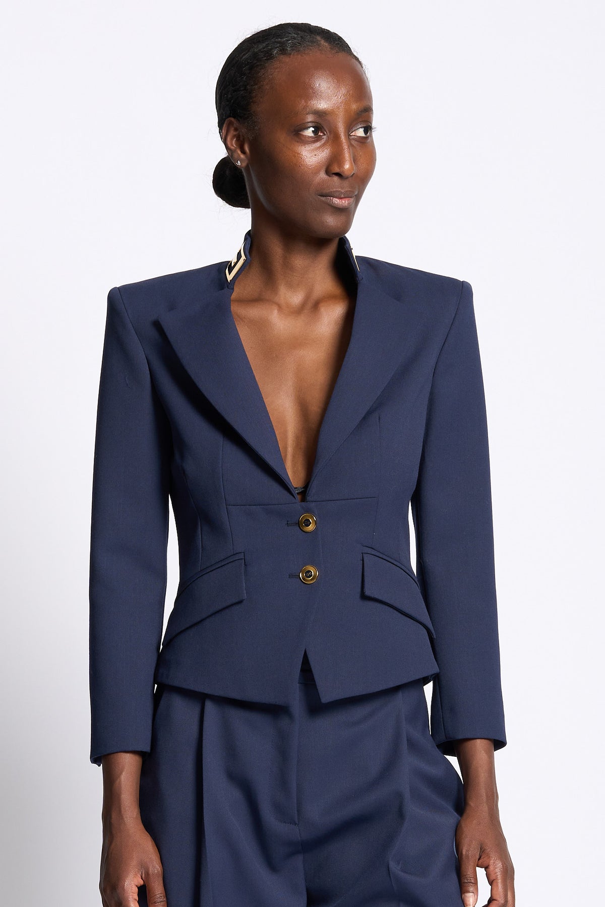 Elisabetta franchi Giacca Collo Gioiello Blu Donna-4