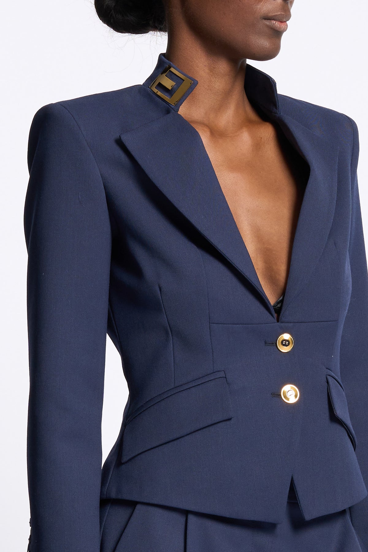 Elisabetta franchi Giacca Collo Gioiello Blu Donna-1