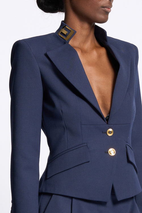 Elisabetta franchi Giacca Collo Gioiello Blu Donna