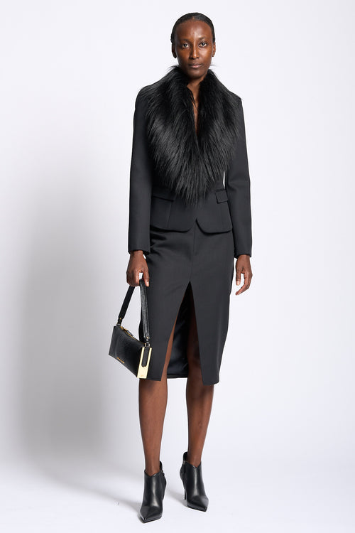 Elisabetta franchi Giacca Collo in Pelliccia Nero Donna