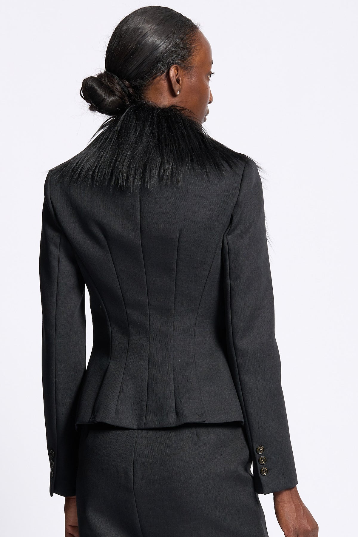 Elisabetta franchi Giacca Collo in Pelliccia Nero Donna-5