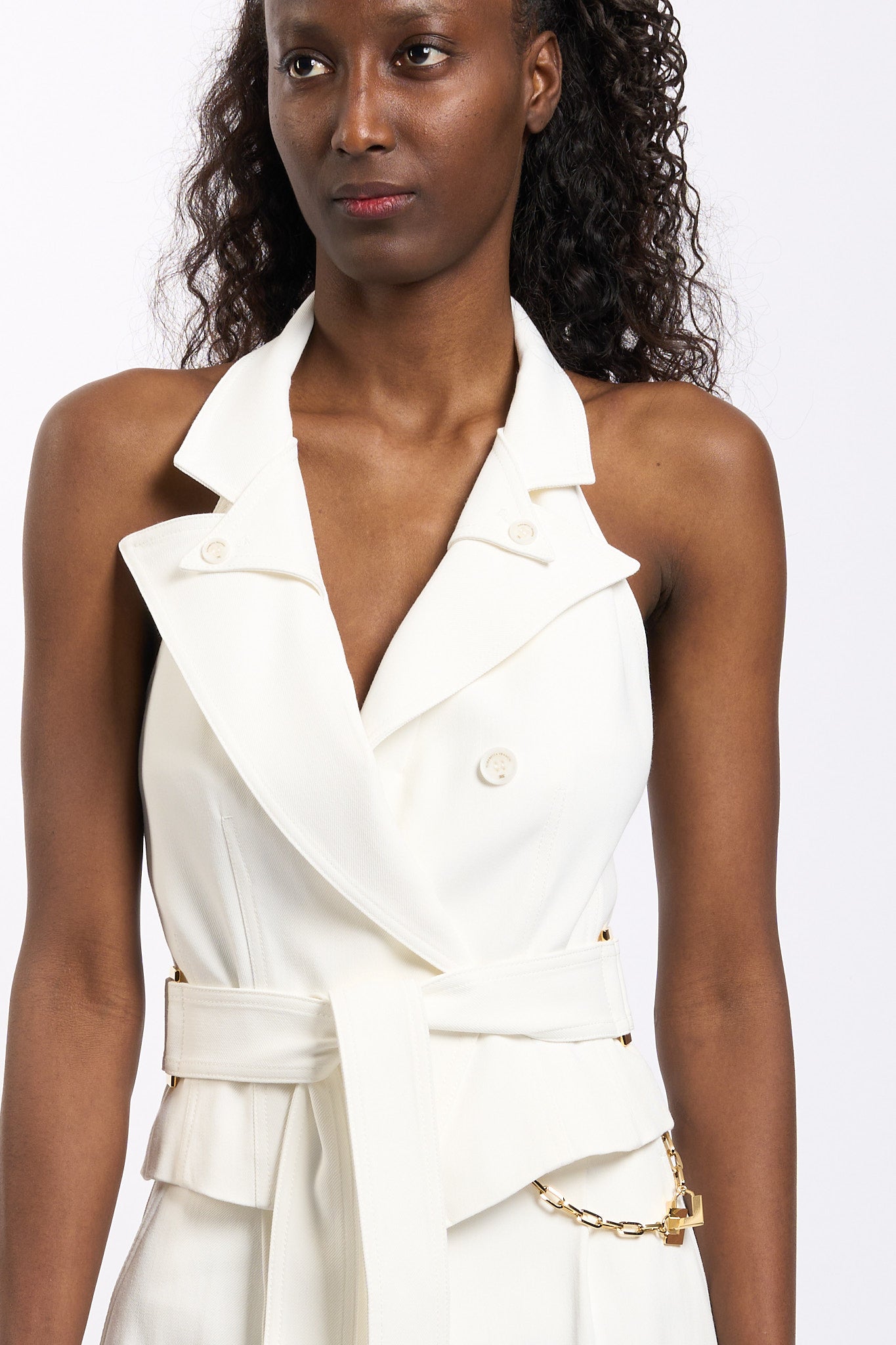 Elisabetta franchi Gilet con Cintura Avorio Donna-3