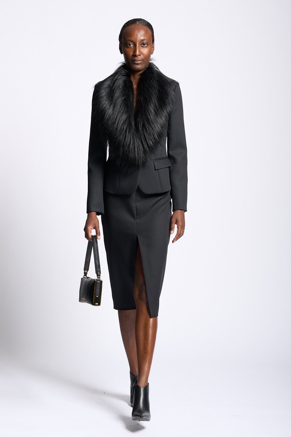 Elisabetta franchi Gonna con Spacco Frontale Nero Donna-4