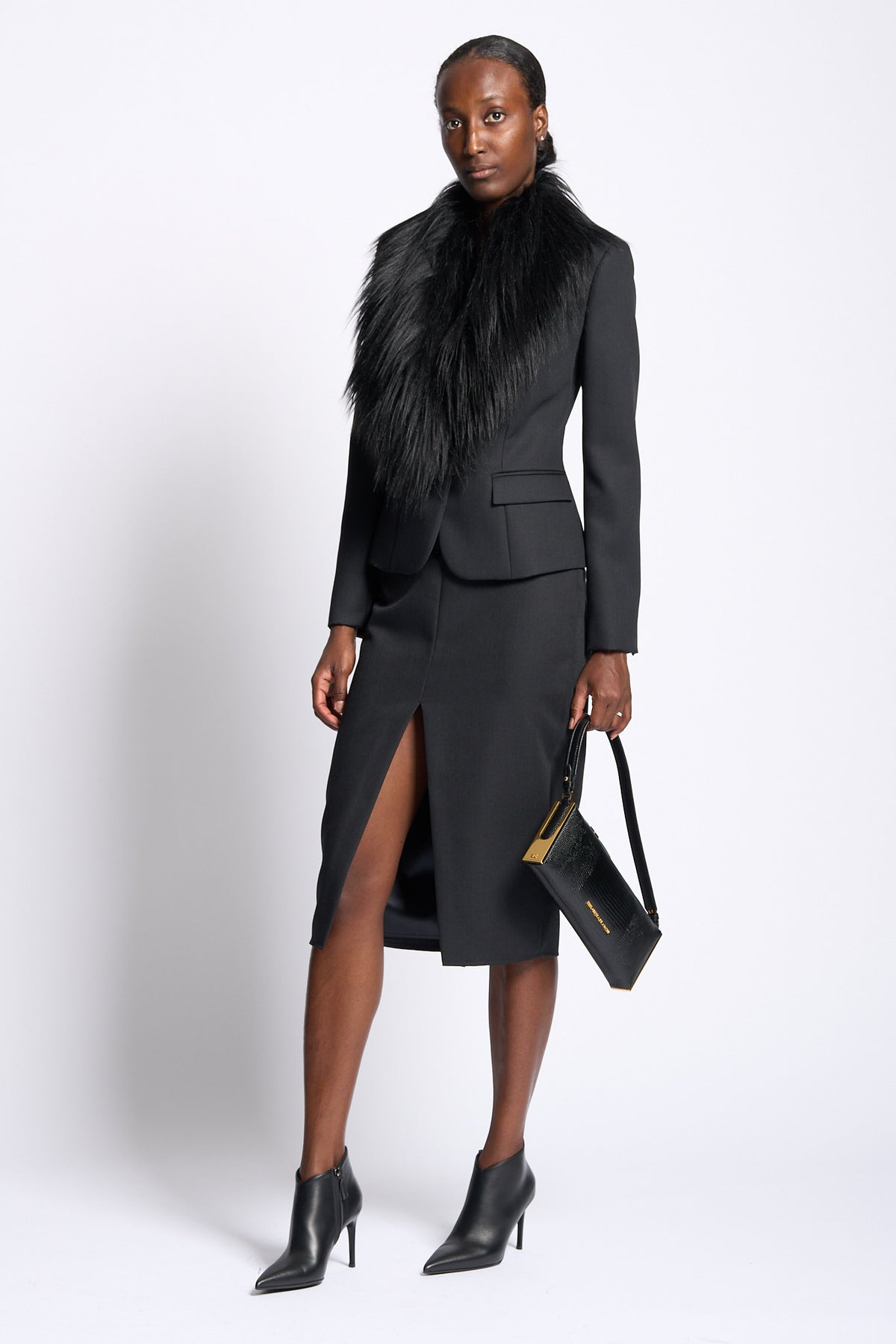 Elisabetta franchi Gonna con Spacco Frontale Nero Donna-1