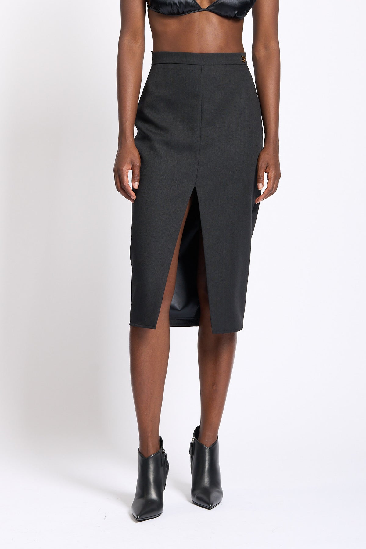 Elisabetta franchi Gonna con Spacco Frontale Nero Donna-3