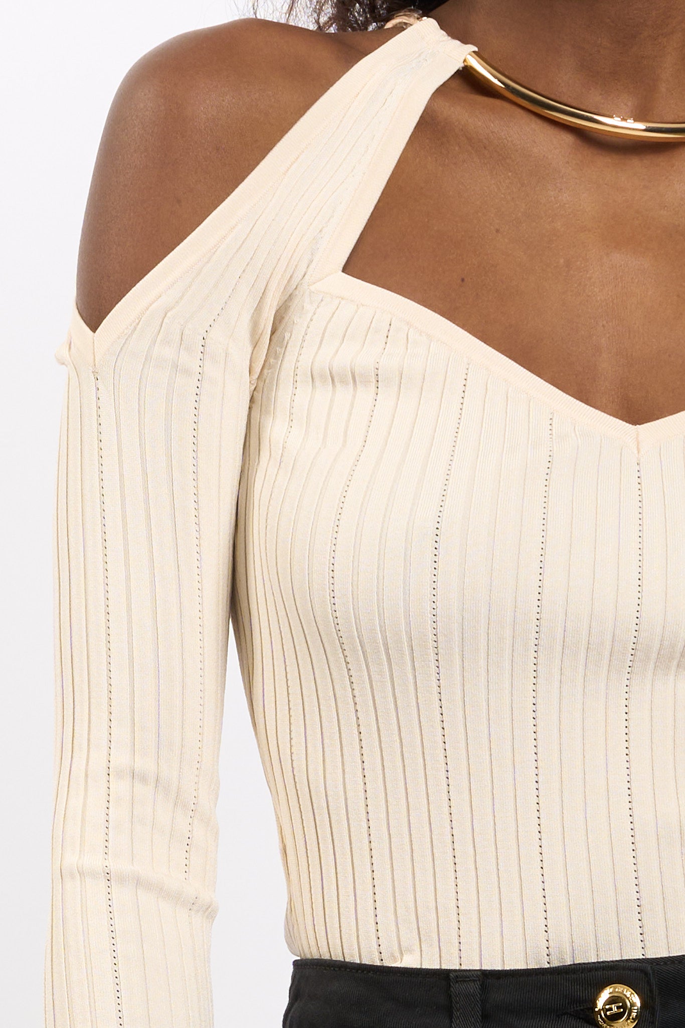 Elisabetta franchi Maglia Collo Gioiello Burro Donna-4