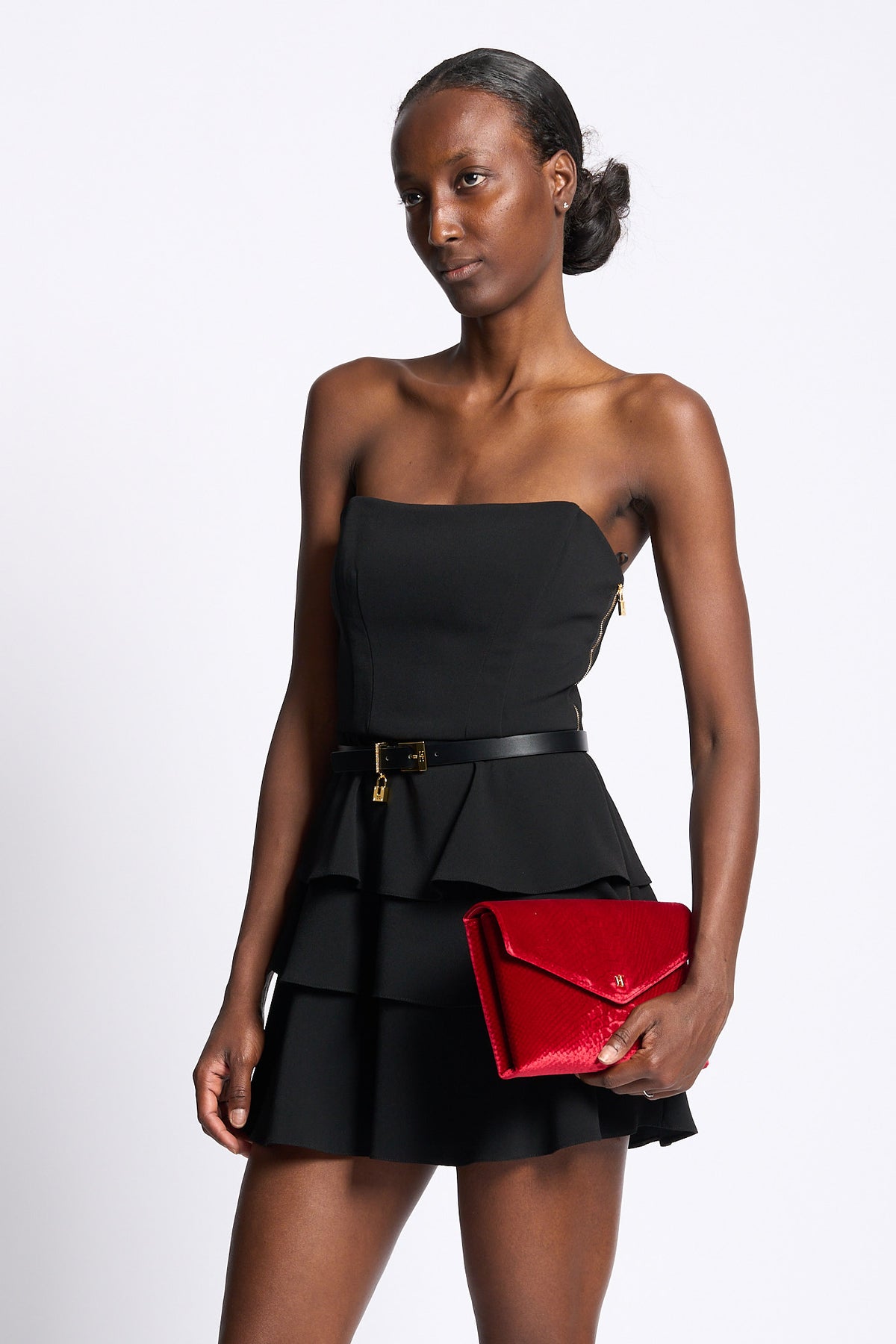 Elisabetta franchi Mini Abito con Balze Nero Donna-4