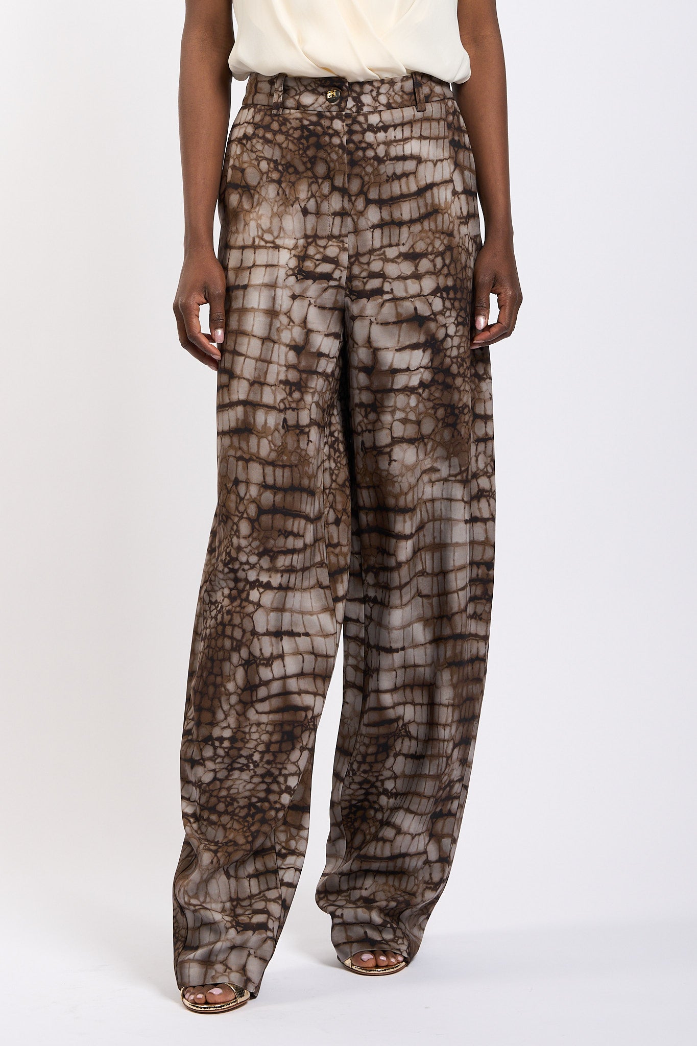 Elisabetta franchi Pantalone Stampa Alligatore Cacao Donna-4