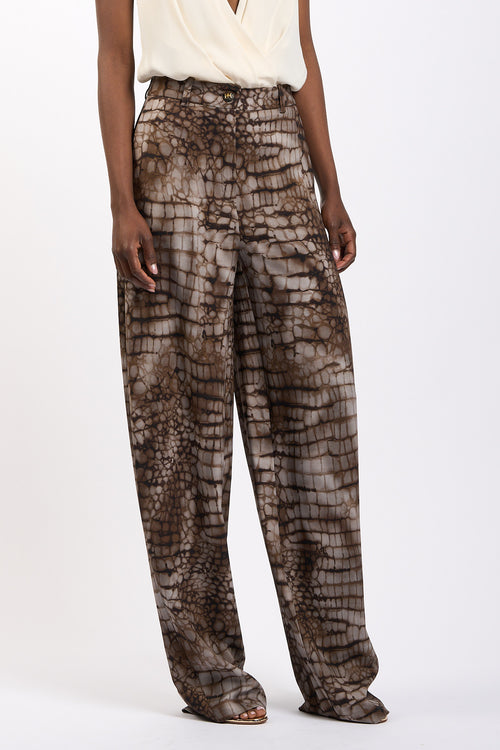 Elisabetta franchi Pantalone Stampa Alligatore Cacao Donna
