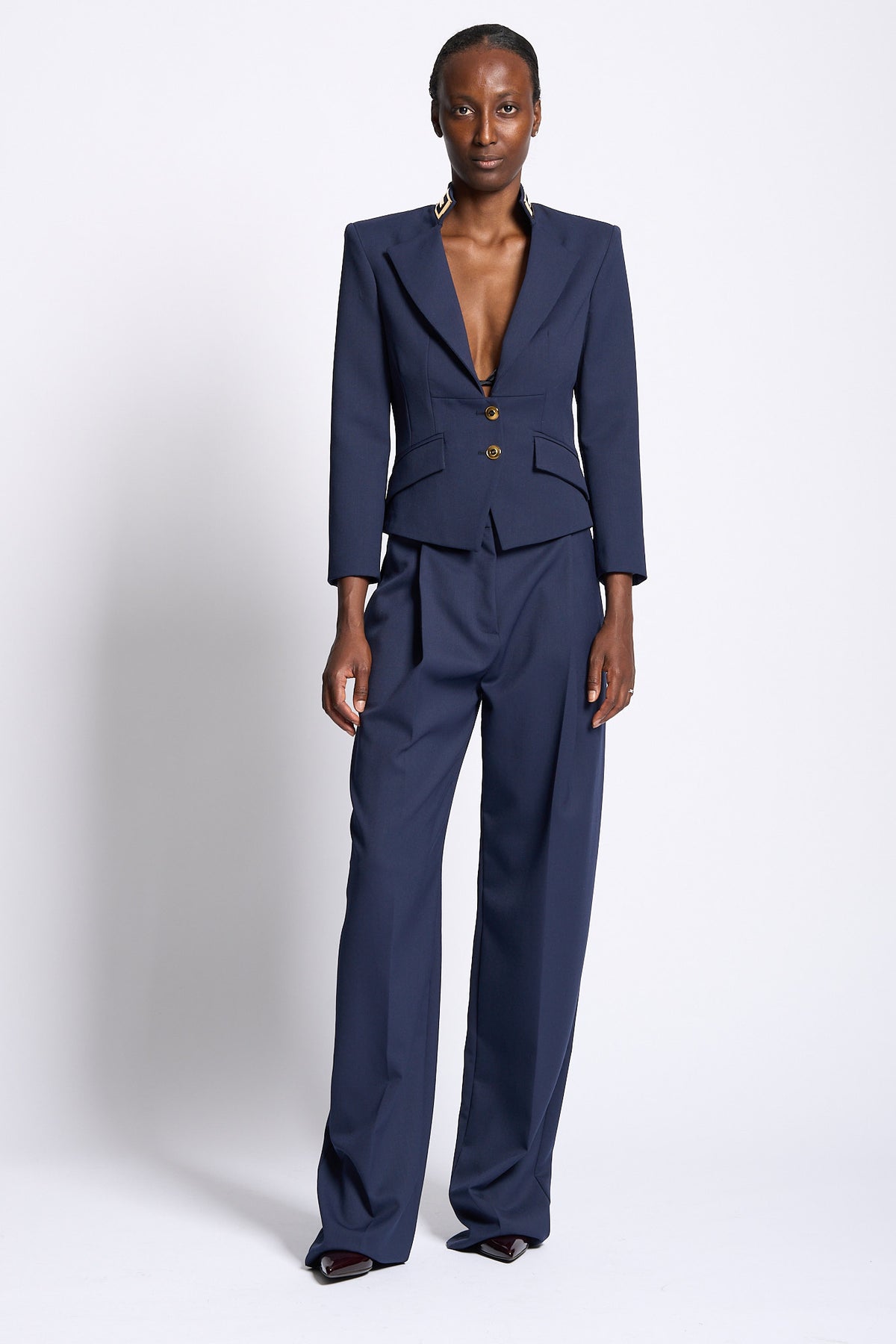 Elisabetta franchi Pantalone Vita Alta Blu Donna-4