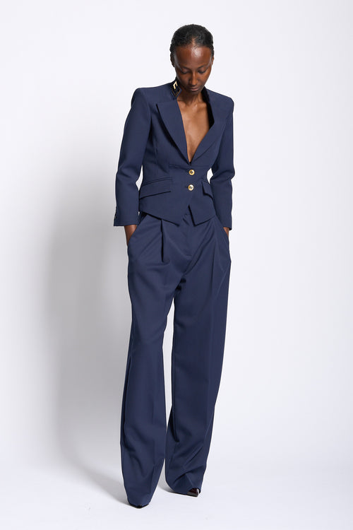 Elisabetta franchi Pantalone Vita Alta Blu Donna