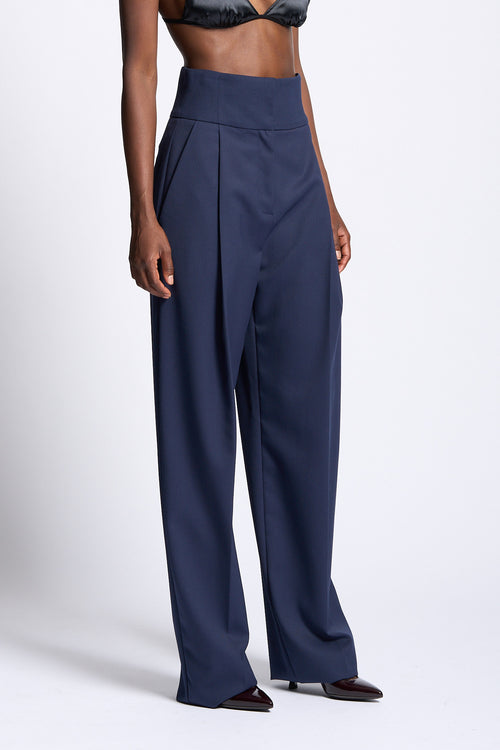 Elisabetta franchi Pantalone Vita Alta Blu Donna-2