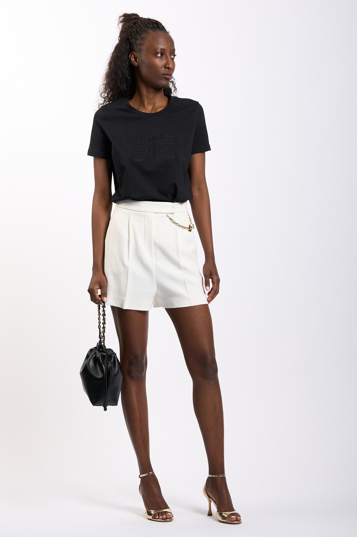 Elisabetta franchi Shorts con Catena Avorio Donna-2