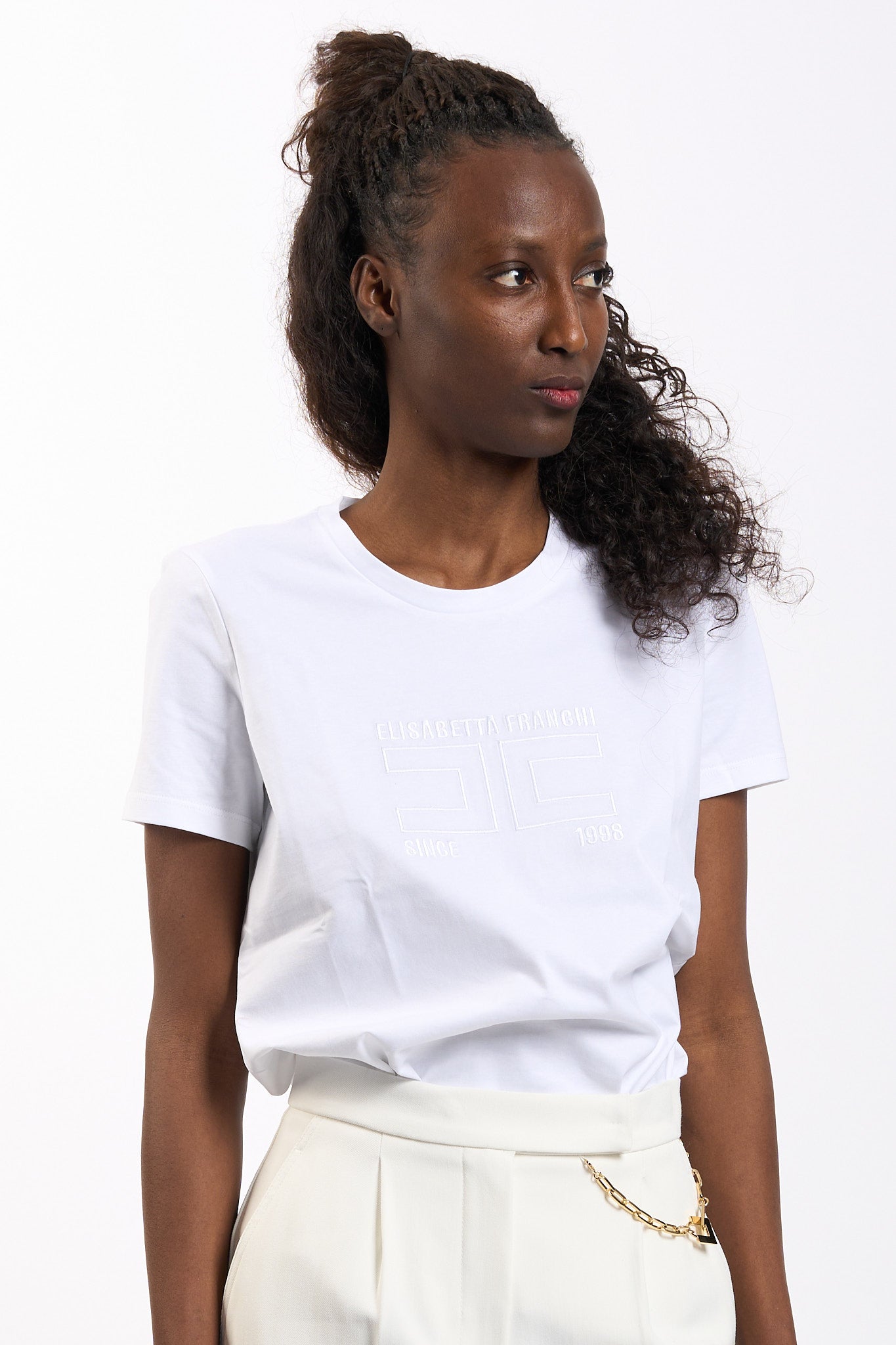 Elisabetta franchi T-shirt con Logo Bianco Donna-3