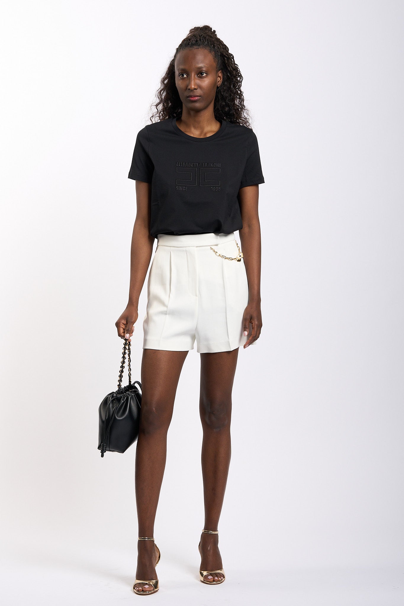 Elisabetta franchi T-shirt con Logo Nero Donna-3