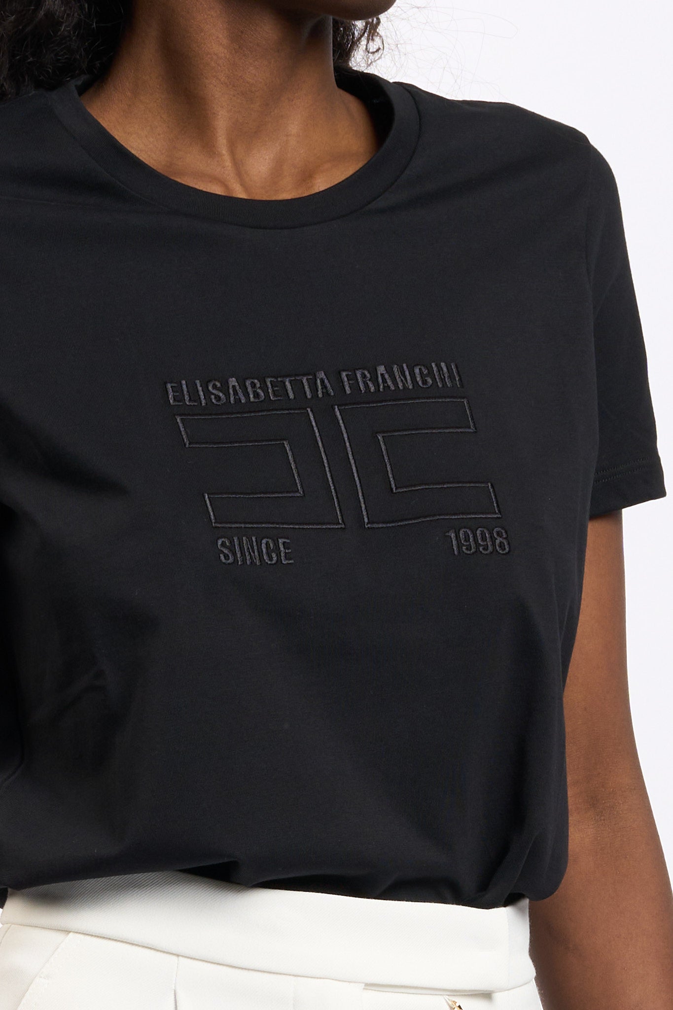 Elisabetta franchi T-shirt con Logo Nero Donna-2