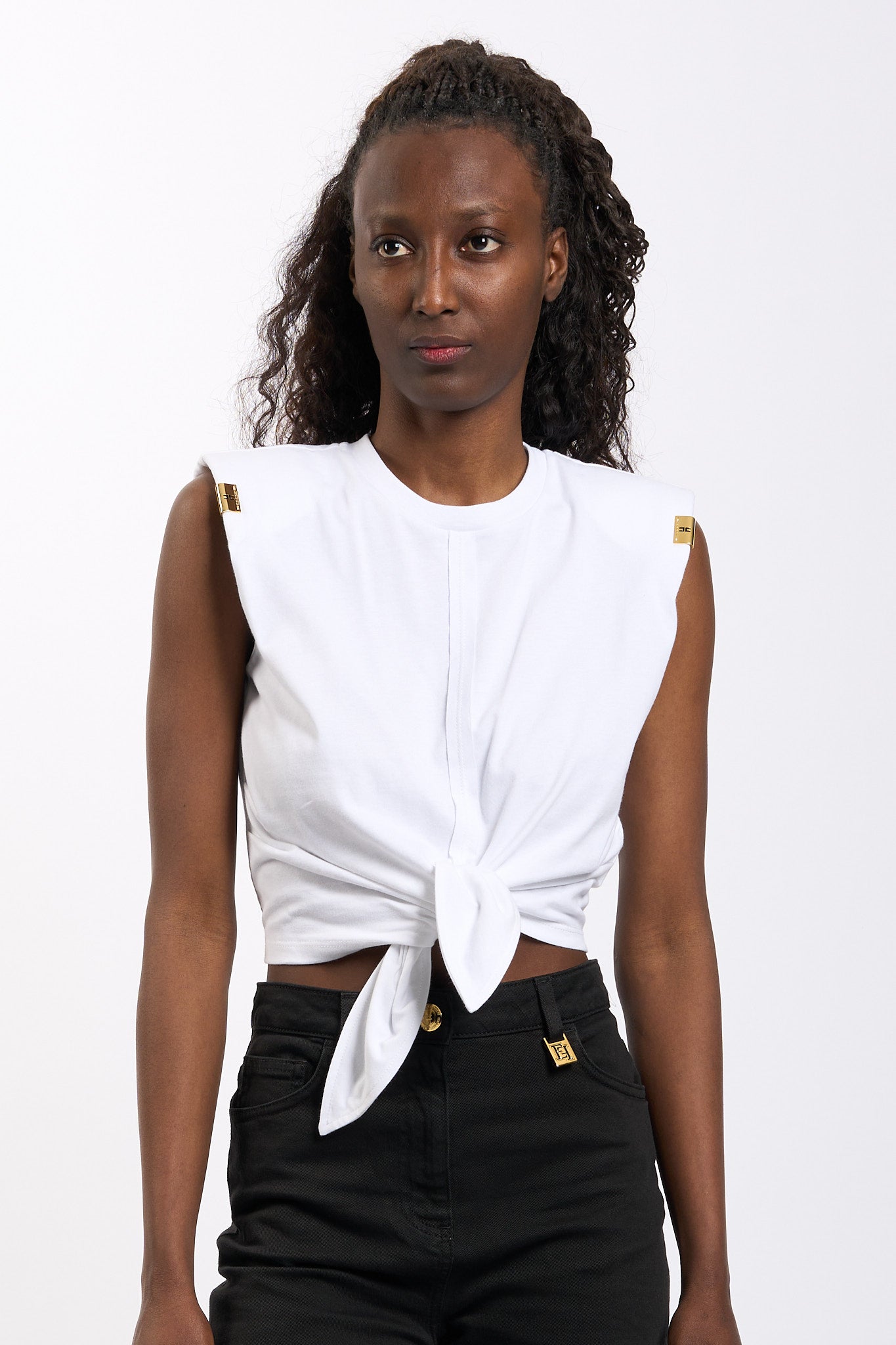 Elisabetta franchi T-shirt con Nodo Bianco Donna-1