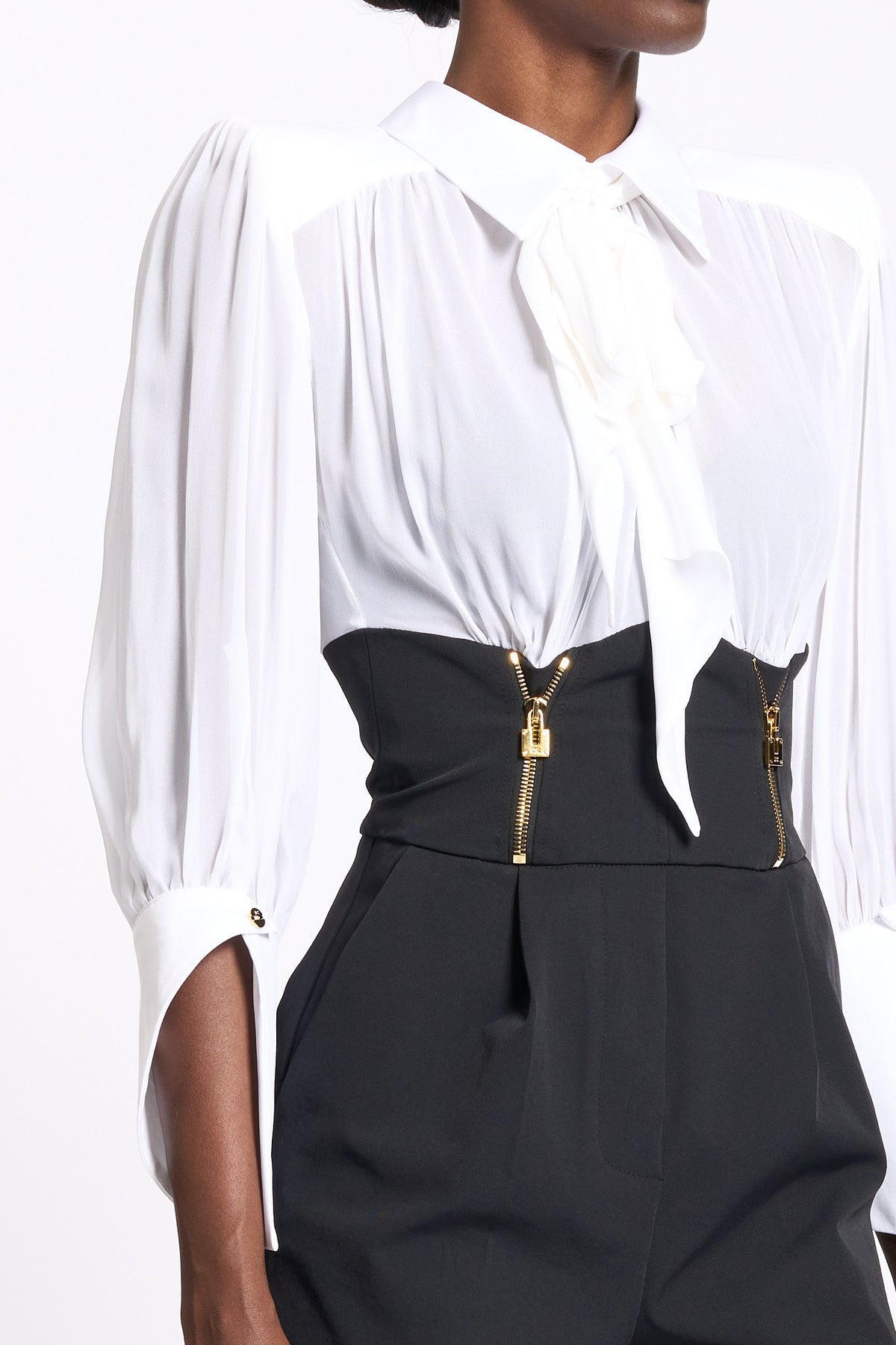 Elisabetta franchi Tuta Corta Avorio/nero Donna-5