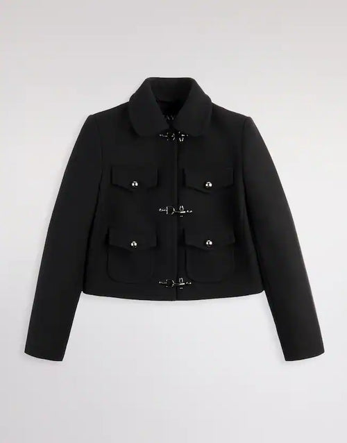 Fay 3 Ganci in Panno di Lana Nero Donna