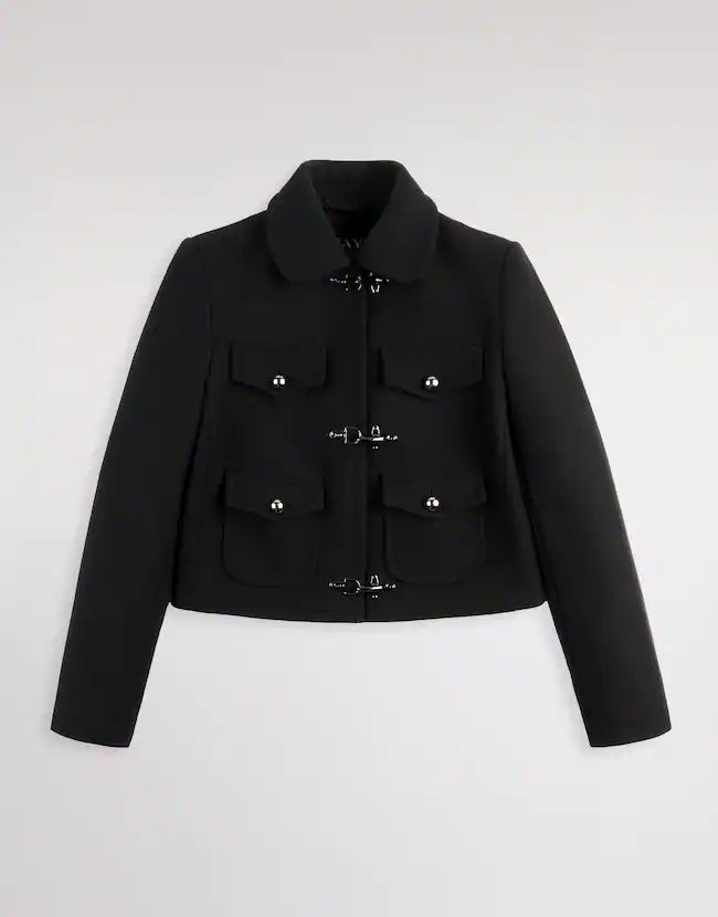 Fay 3 Ganci in Panno di Lana Nero Donna-1