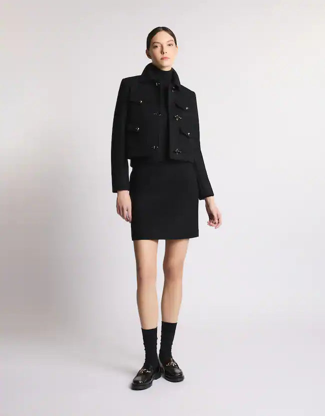 Fay 3 Ganci in Panno di Lana Nero Donna-5