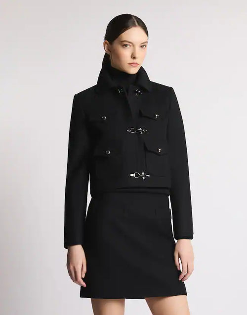 Fay 3 Ganci in Panno di Lana Nero Donna-2