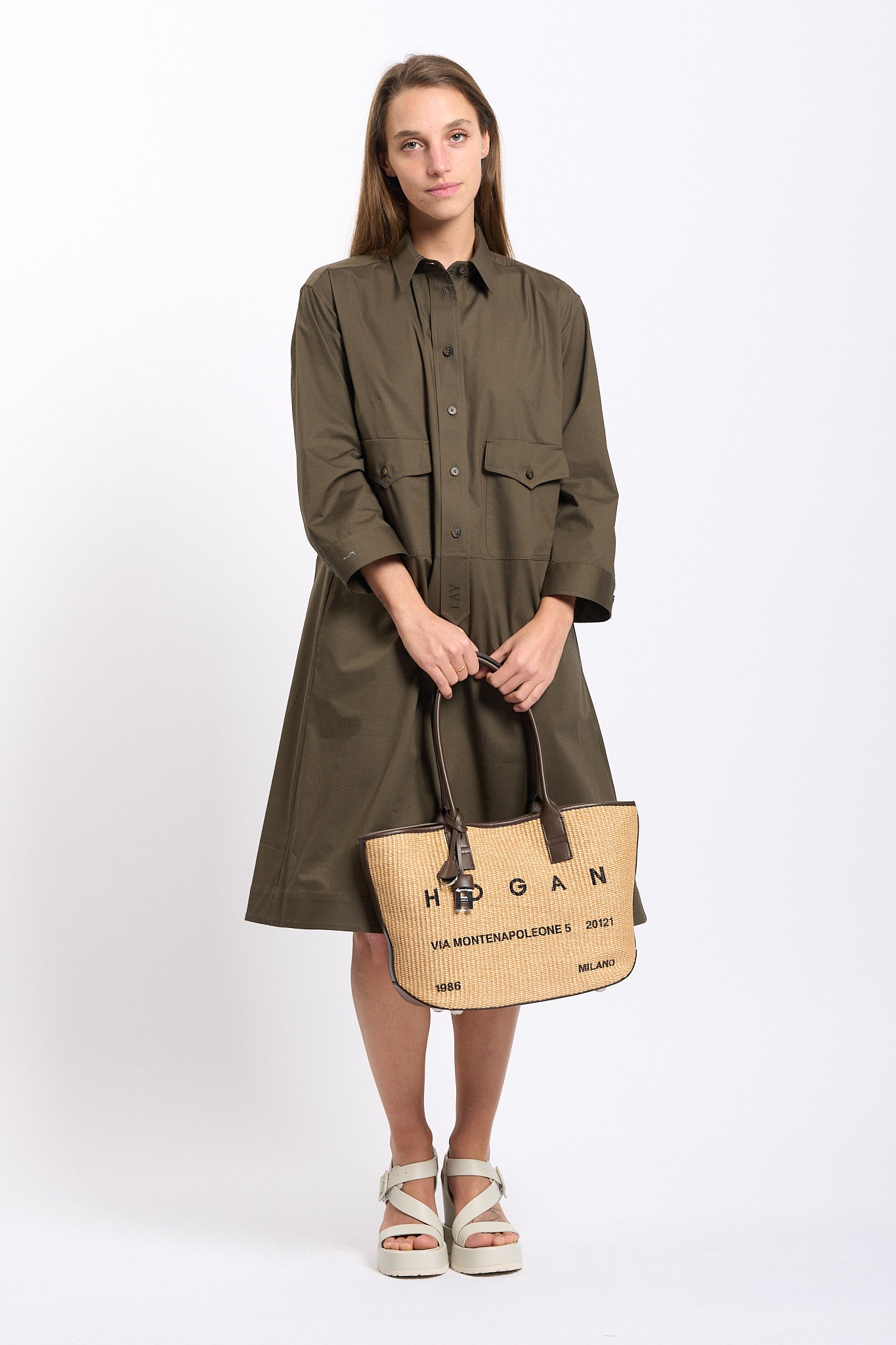 Fay Abito Chemisier Verde Donna-4