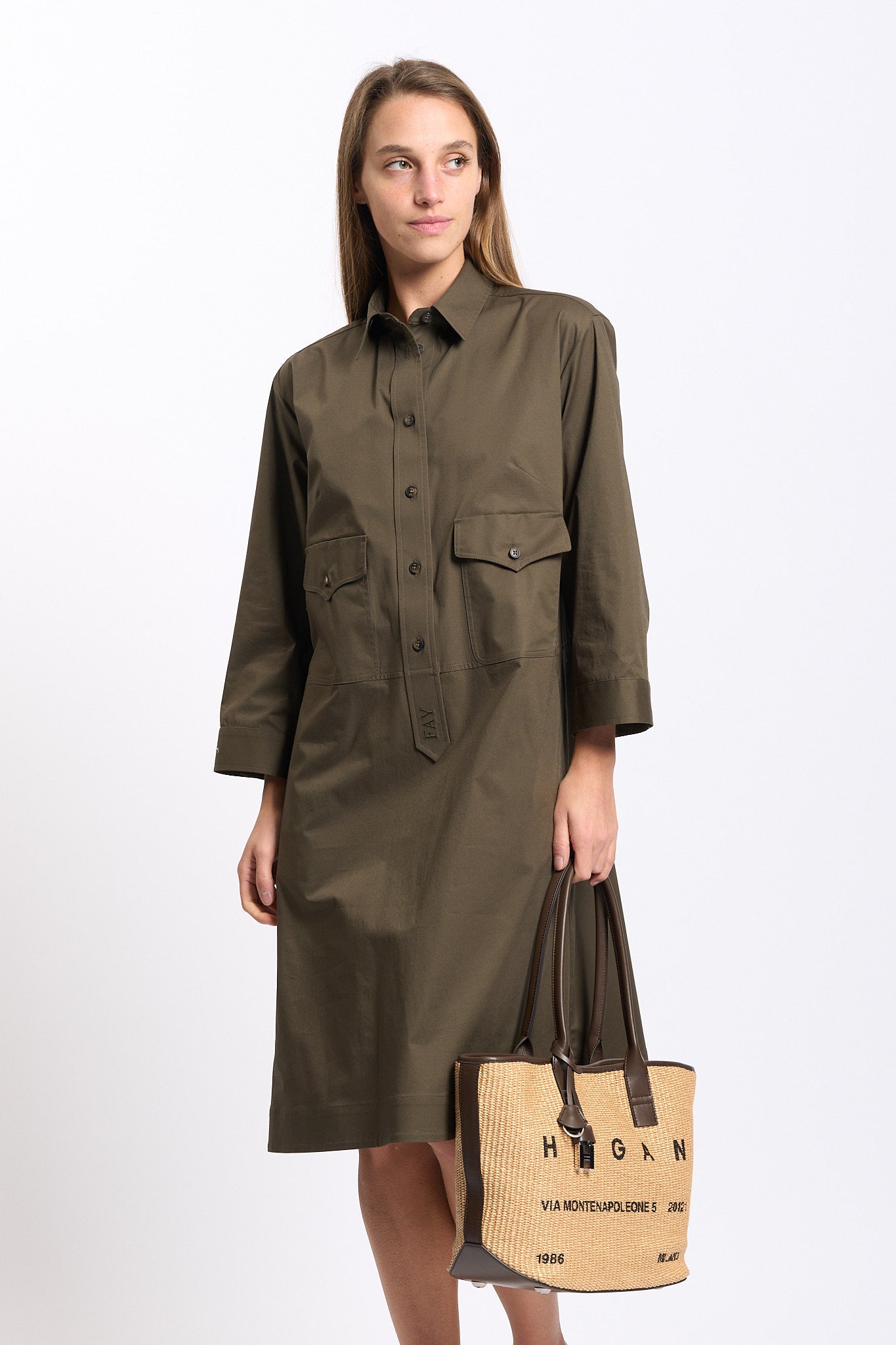Fay Abito Chemisier Verde Donna-2
