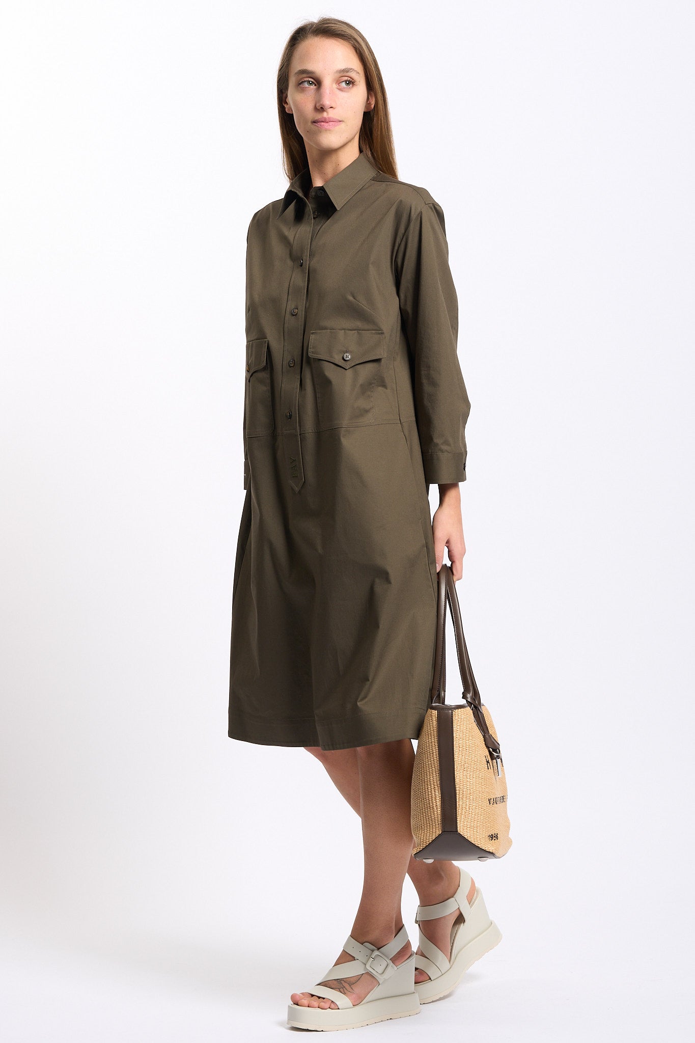 Fay Abito Chemisier Verde Donna-6