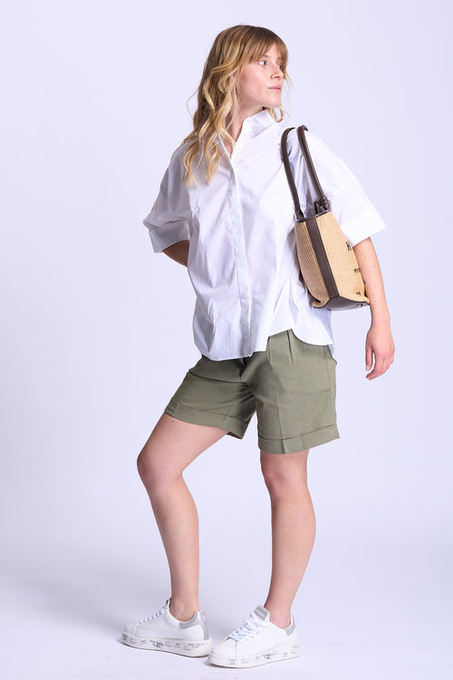 Fay Bermuda Lino e Cotone Verde Donna