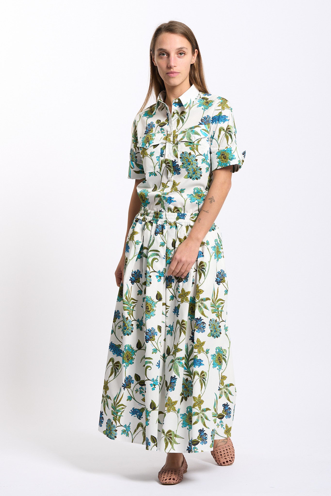 Fay Camicia Manica Corta Fantasia Bianco/verde Donna-3