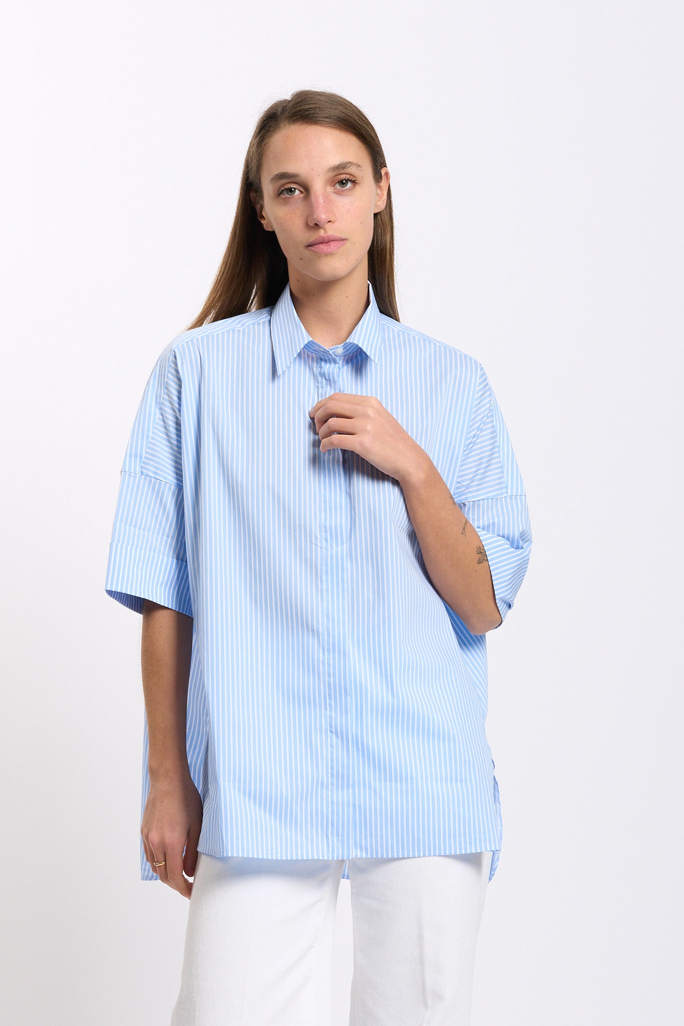 Fay Camicia Over a Righe Azzurro Donna-5
