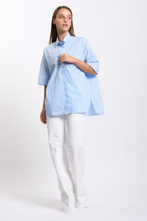 Fay Camicia Over a Righe Azzurro Donna
