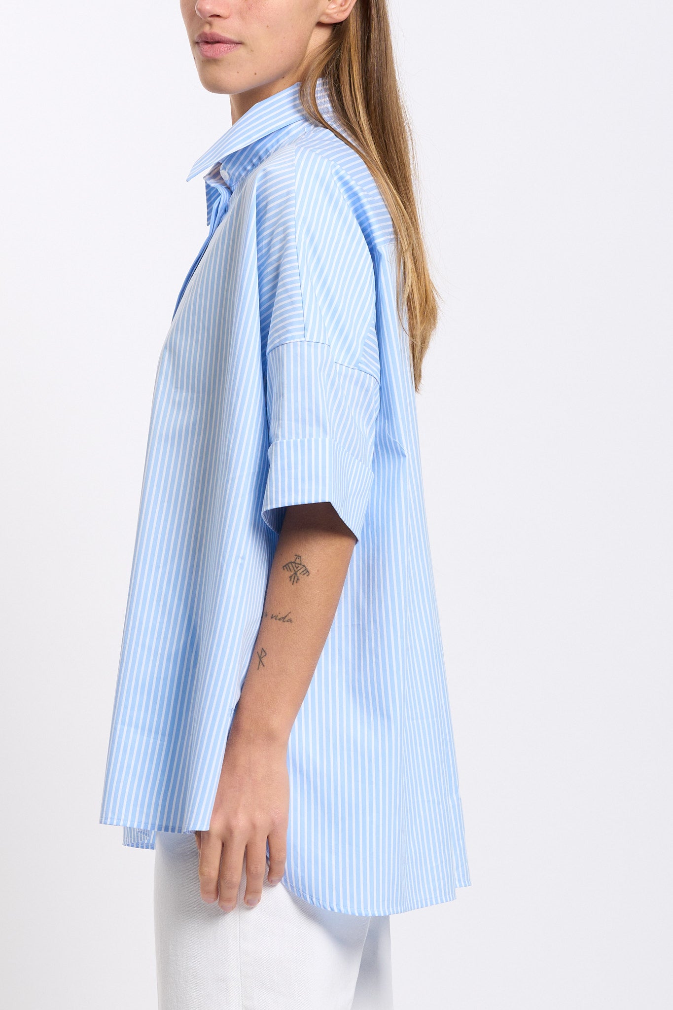 Fay Camicia Over a Righe Azzurro Donna-2