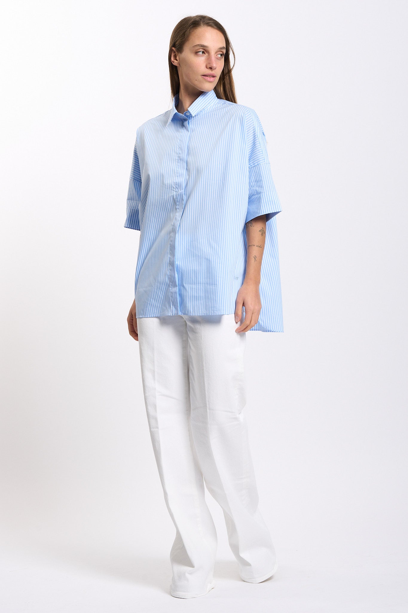 Fay Camicia Over a Righe Azzurro Donna-7