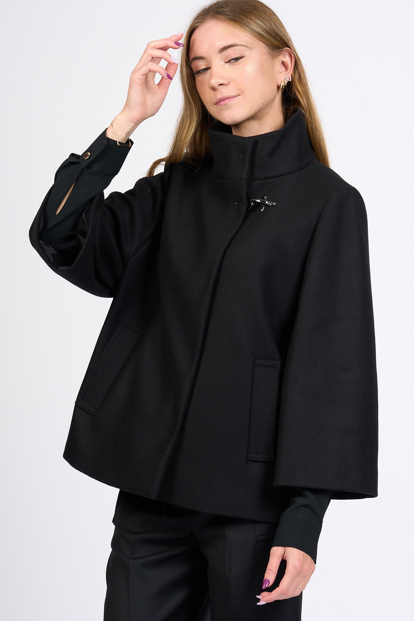Fay Cappa Con Gancio Nero Donna-5