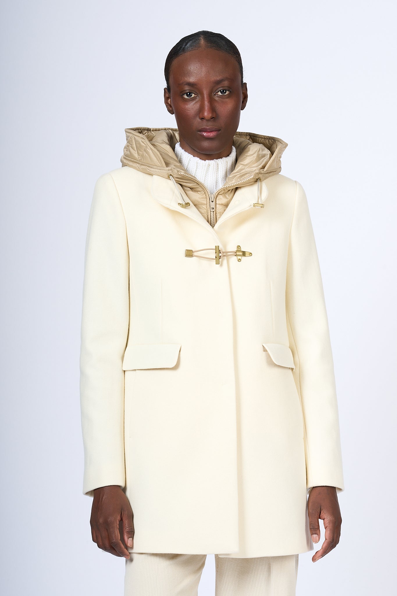 Fay Cappotto Toggle Coat Bianco Donna-1