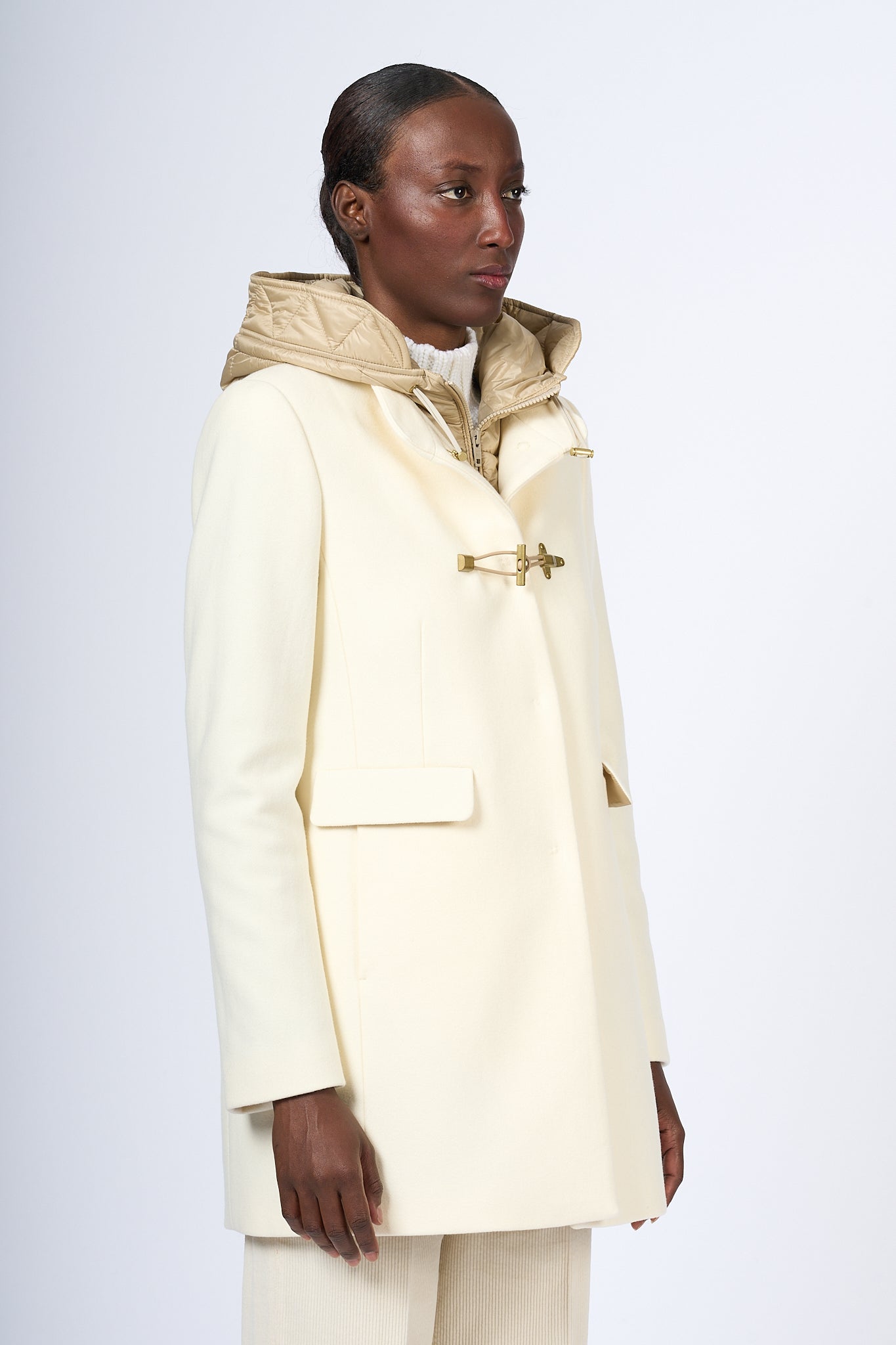 Fay Cappotto Toggle Coat Bianco Donna-4