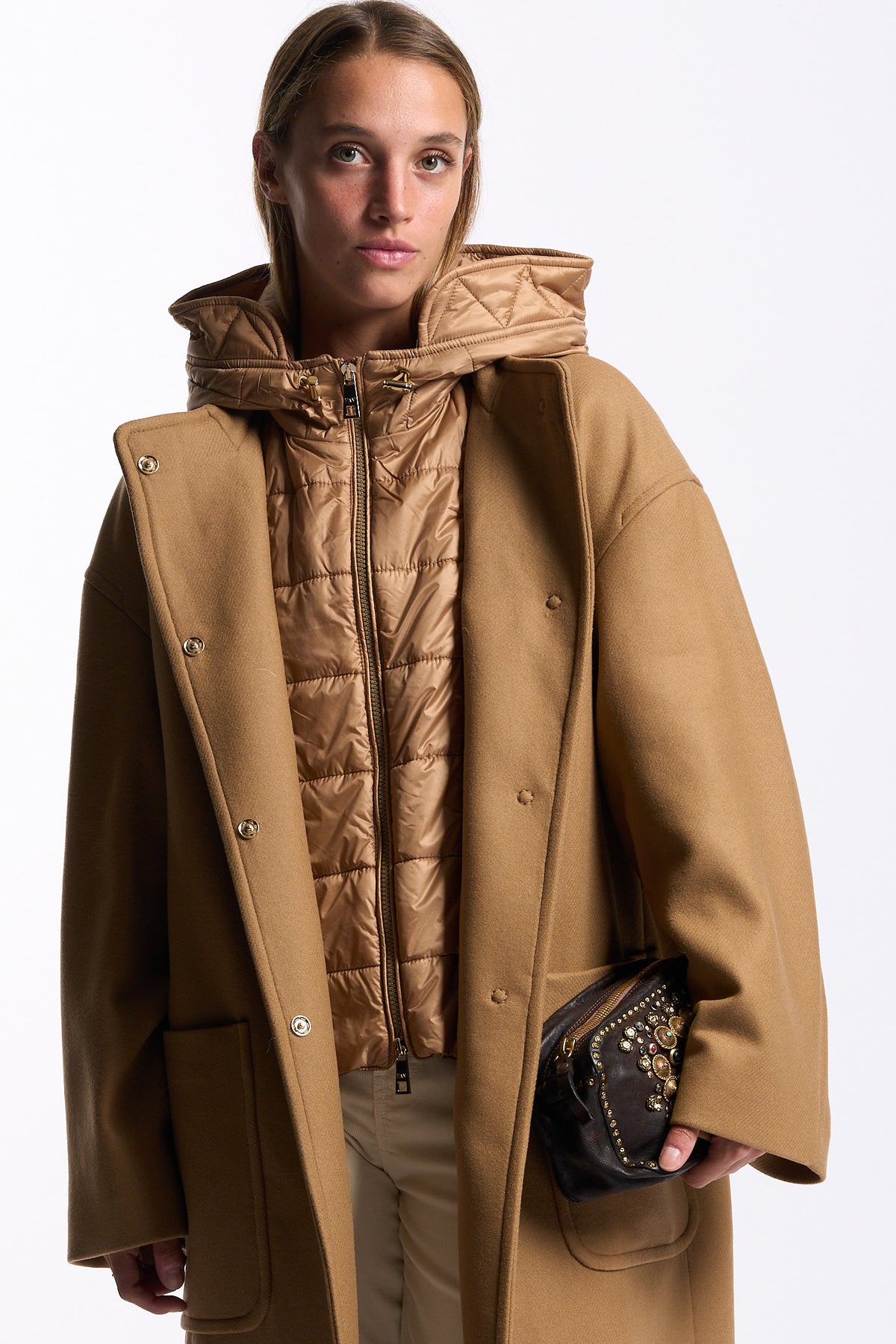 Fay Cappotto Lungo Toggle Coat Beige Donna-4