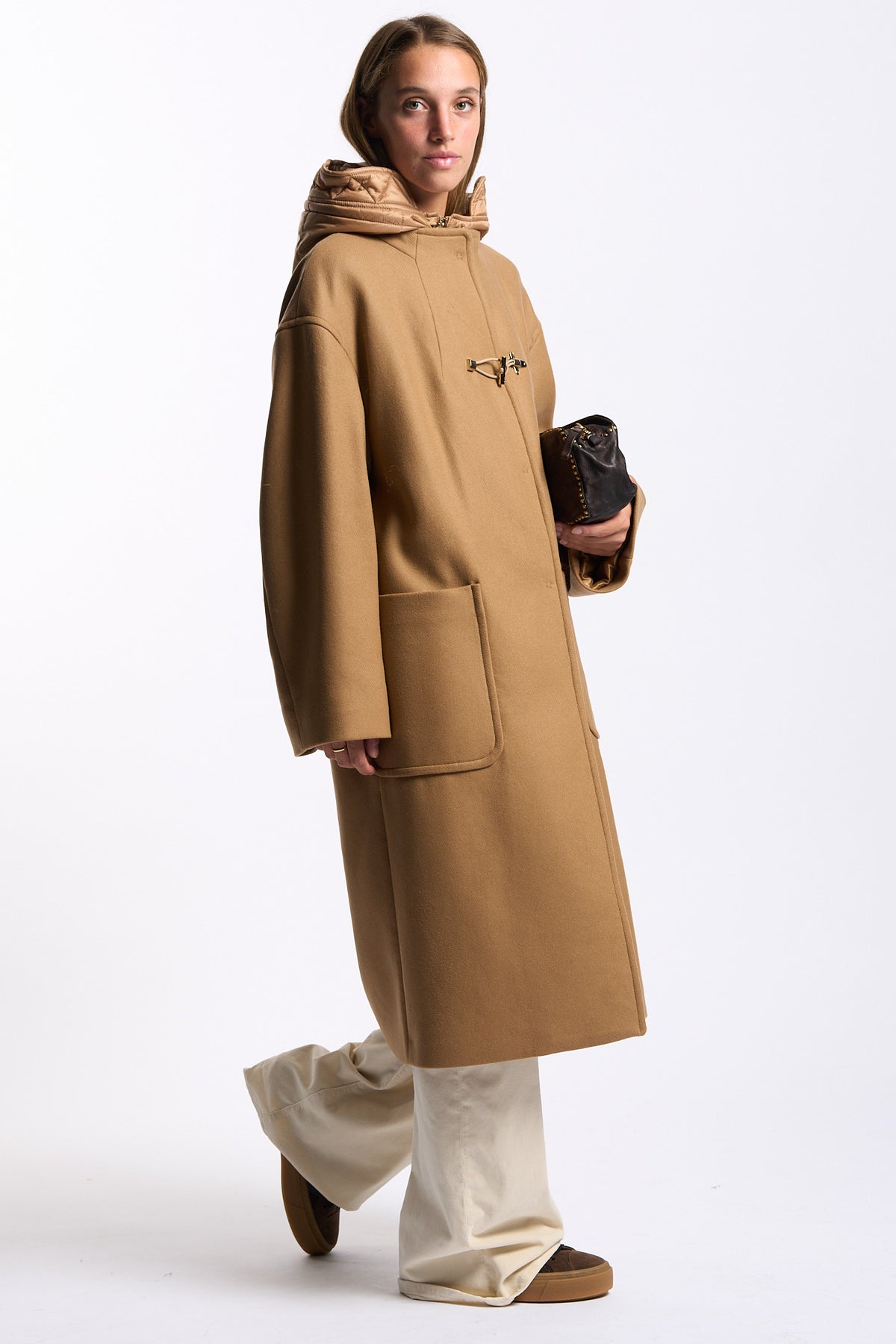 Fay Cappotto Lungo Toggle Coat Beige Donna-3
